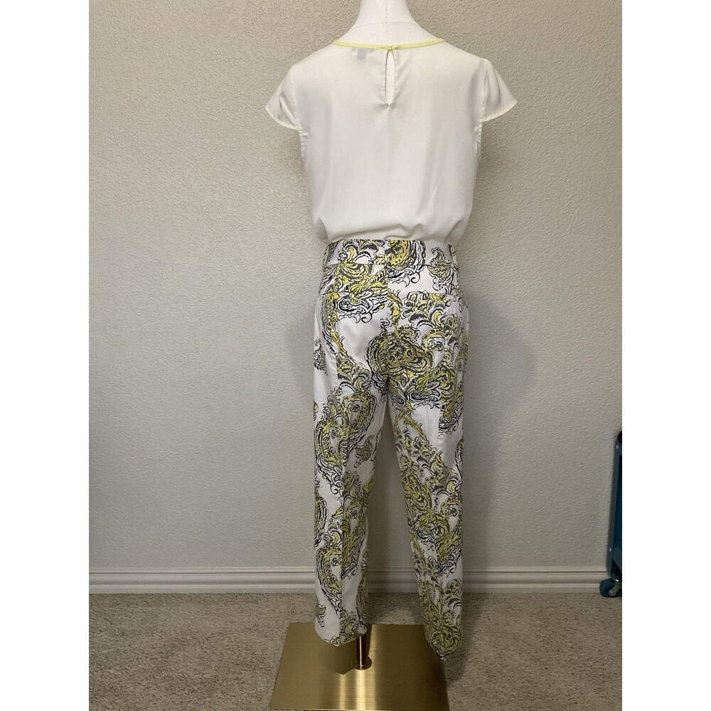 Ann Taylor Petites, Peplum Blouse, Cap Sleeves, Cream, Yellow Trim, Size: MP - Picture 5 of 8